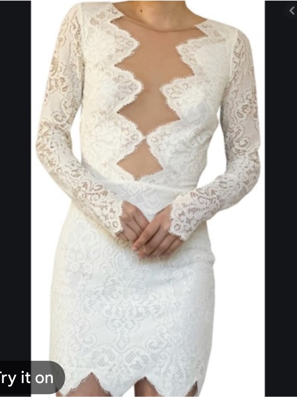 For Love & Lemons 🍋 white / Ivory Lace Long-Sleeve Mini Dress